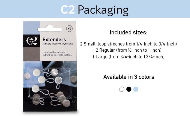 C2 - Collar Extenders for Mens Shirts - White & Clear - Image 5